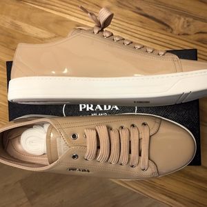 Prada Patent Leather Nude Sneakers
